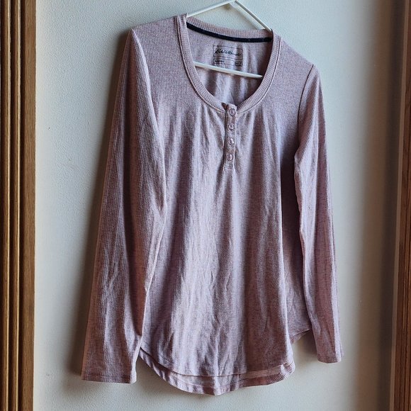 Eddie Bauer Pale Pink Henley Pajama Shirt Size Medium - Picture 4 of 16